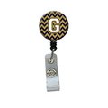 Carolines Treasures Letter G Chevron Navy Blue and Gold Retractable Badge Reel CJ1057-GBR